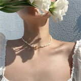 Baroque Pearl Choker Necklace Tongle Clasp Elegant Jewelry for Women