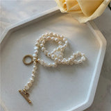 Baroque Pearl Choker Necklace Tongle Clasp Elegant Jewelry for Women