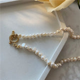 Baroque Pearl Choker Necklace Tongle Clasp Elegant Jewelry for Women