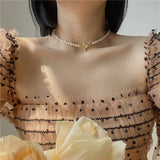 Baroque Pearl Choker Necklace Tongle Clasp Elegant Jewelry for Women