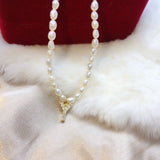 Freshwater Pearl Necklace Zircon Alphabet Initial Letter Choker