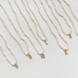 Freshwater Pearl Necklace Zircon Alphabet Initial Letter Choker