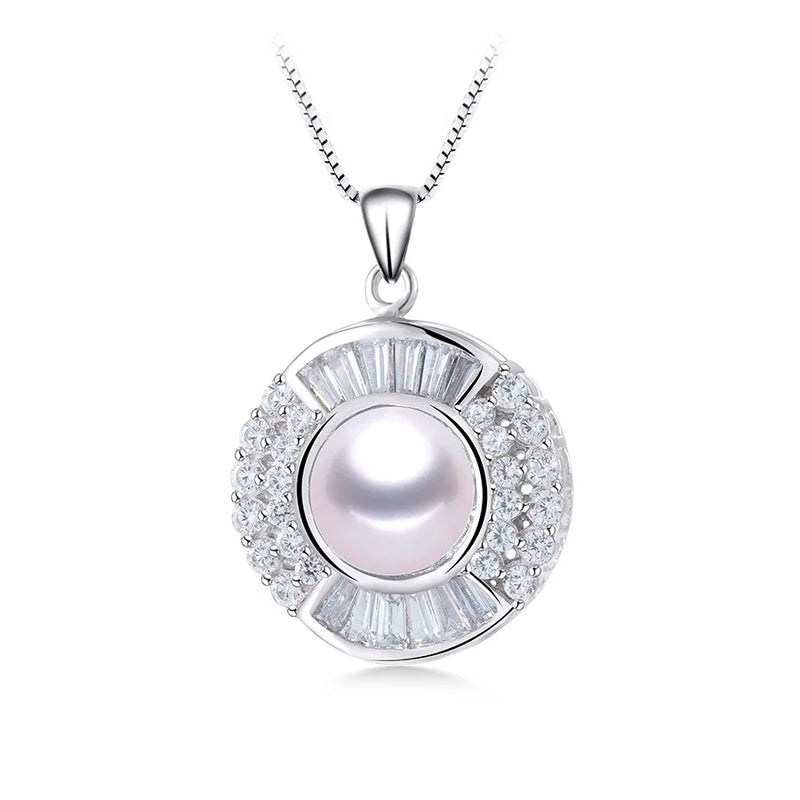 Freshwater Pearl Pendant Necklace 925 Sterling Silver Jewelry For Women