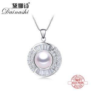 Freshwater Pearl Pendant Necklace 925 Sterling Silver Jewelry For Women
