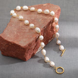 Freshwater Pearl Stainless Steel Necklace, 18K Plated