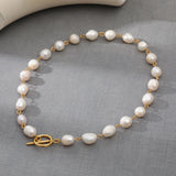 Freshwater Pearl Stainless Steel Necklace, 18K Plated