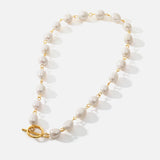 Freshwater Pearl Stainless Steel Necklace, 18K Plated