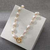 Freshwater Pearl Stainless Steel Necklace, 18K Plated