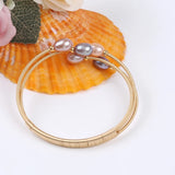 Freshwater Pearl Three Beads Bangle Bracelet for Women