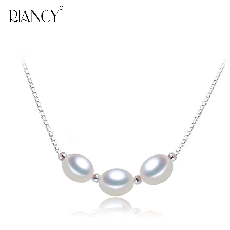 Natural Freshwater Rice Pearl Pendant Multi-bead Necklaces for Women