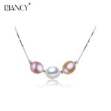 Natural Freshwater Rice Pearl Pendant Multi-bead Necklaces for Women