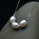 Natural Freshwater Rice Pearl Pendant Multi-bead Necklaces for Women