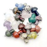 24PC Natural Gem Stone Mushroom Pendant CRYSTAL - Jewelry Making Necklace Charm