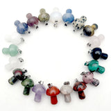 24PC Natural Gem Stone Mushroom Pendant CRYSTAL - Jewelry Making Necklace Charm