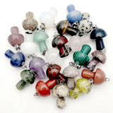 24PC Natural Gem Stone Mushroom Pendant CRYSTAL - Jewelry Making Necklace Charm