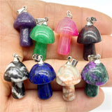 Gem Stone Quartz Crystal Lapis Mushroom Pendant Charms x20