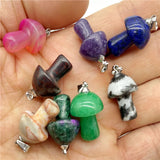 Gem Stone Quartz Crystal Lapis Mushroom Pendant Charms x20