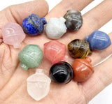 Gem Stone Quartz Crystal Lapis Hazelnut Carved Pine Cones Pendant Charms