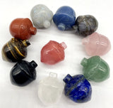 Gem Stone Quartz Crystal Lapis Hazelnut Carved Pine Cones Pendant Charms