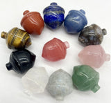 Gem Stone Quartz Crystal Lapis Hazelnut Carved Pine Cones Pendant Charms