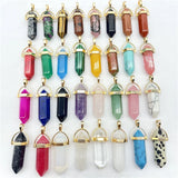 Tiger Eye Hexagonal Pendulum Reiki Pendant Charms DIY Jewelry 24Pcs