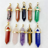 Tiger Eye Hexagonal Pendulum Reiki Pendant Charms DIY Jewelry 24Pcs