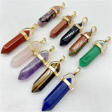 Tiger Eye Hexagonal Pendulum Reiki Pendant Charms DIY Jewelry 24Pcs