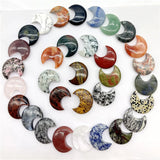 Quartz Crystal Tiger Eye Moon Pendant Charms Jewelry Making Necklace 10 Pcs
