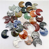Quartz Crystal Tiger Eye Moon Pendant Charms Jewelry Making Necklace 10 Pcs