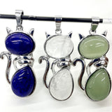 Gem Stone Quartz Crystal Opal Mix Pendant & Cat Charm for Jewelry Making