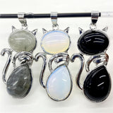 Gem Stone Quartz Crystal Opal Mix Pendant & Cat Charm for Jewelry Making