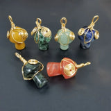 Cat Eye Stone Mushroom Pendant for Jewelry Making