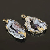 Geode Quartz Leopard Druzy Nature Slice Stone Pendant Crystal Quartz Pendant