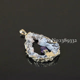 Geode Quartz Leopard Druzy Nature Slice Stone Pendant Crystal Quartz Pendant