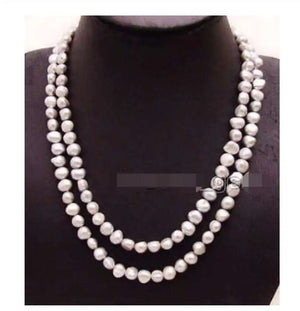 Gray 8-9mm Baroque Pearl Long Necklace