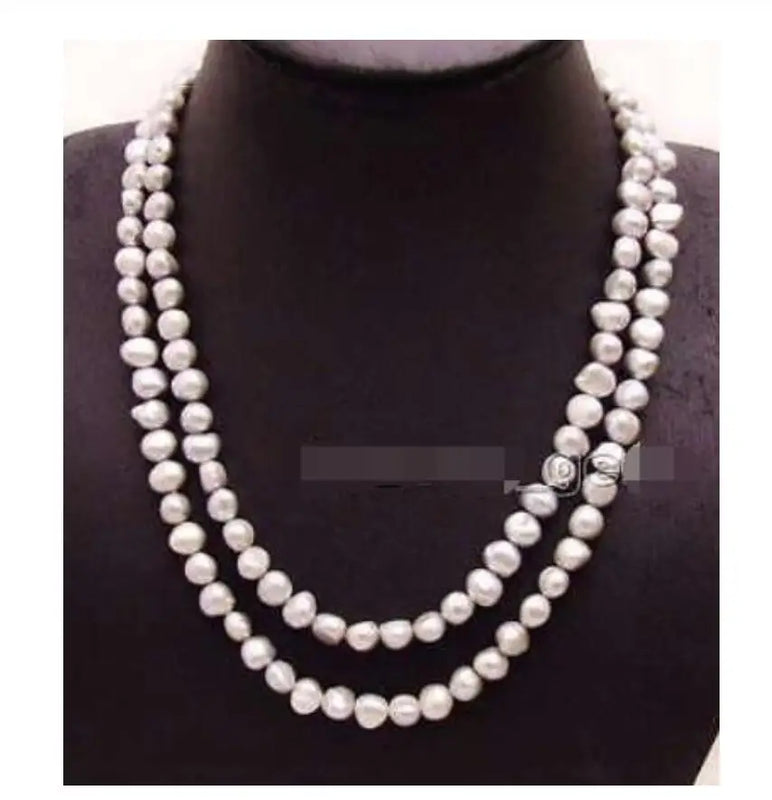 Gray 8-9mm Baroque Pearl Long Necklace