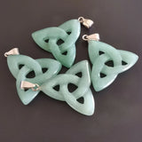Green Aventurine Triangle Stone Pendant for Jewelry Making