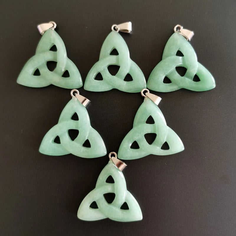 Green Aventurine Triangle Stone Pendant for Jewelry Making