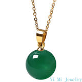 Natural Green Chrysoprase Jade Crystal Emerald Gemstones Pendant Necklaces Women