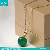 Natural Green Chrysoprase Jade Crystal Emerald Gemstones Pendant Necklaces Women