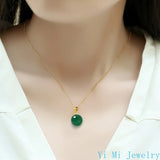 Natural Green Chrysoprase Jade Crystal Emerald Gemstones Pendant Necklaces Women