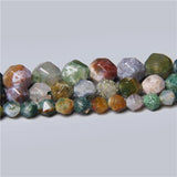 Natural Green Faceted Indian Agates Stone Spacers Loose Beads DIY Bracelet