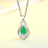 Green Jade Chalcedony Water Drop Pendant Necklace