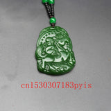 Green Jade Horse Monkey Pendant Necklace Chinese Hand-Carved Amulet