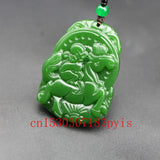 Green Jade Horse Monkey Pendant Necklace Chinese Hand-Carved Amulet