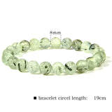 Green Prehnites Stone Beads Bracelet with Amethysts Charm