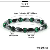 Men's Indian Hematite Stone Bracelet Tiger Eye Beads Jewelry