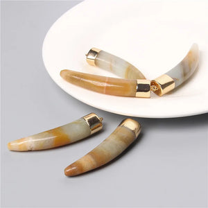 Natural Horns Shape Amazonite Stone Pendant Jewelry Making