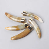 Natural Horns Shape Amazonite Stone Pendant Jewelry Making