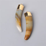 Natural Horns Shape Amazonite Stone Pendant Jewelry Making
